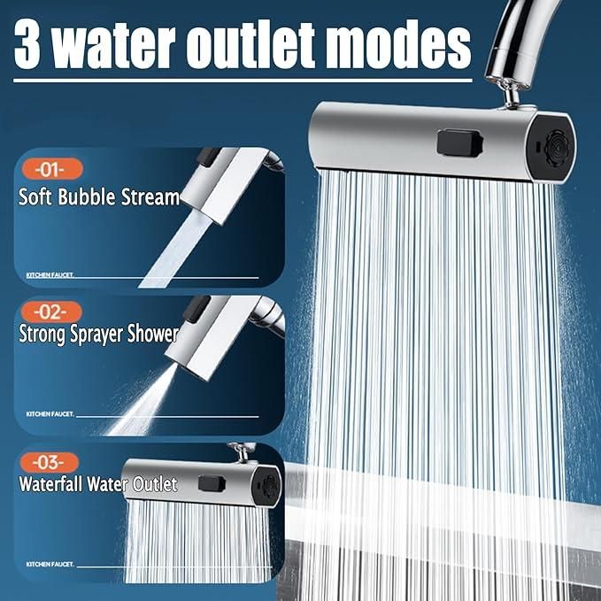 3 in 1 | 360 Waterfall Kitchen Faucet, Touch Faucet, Extender for Kitchen Sink